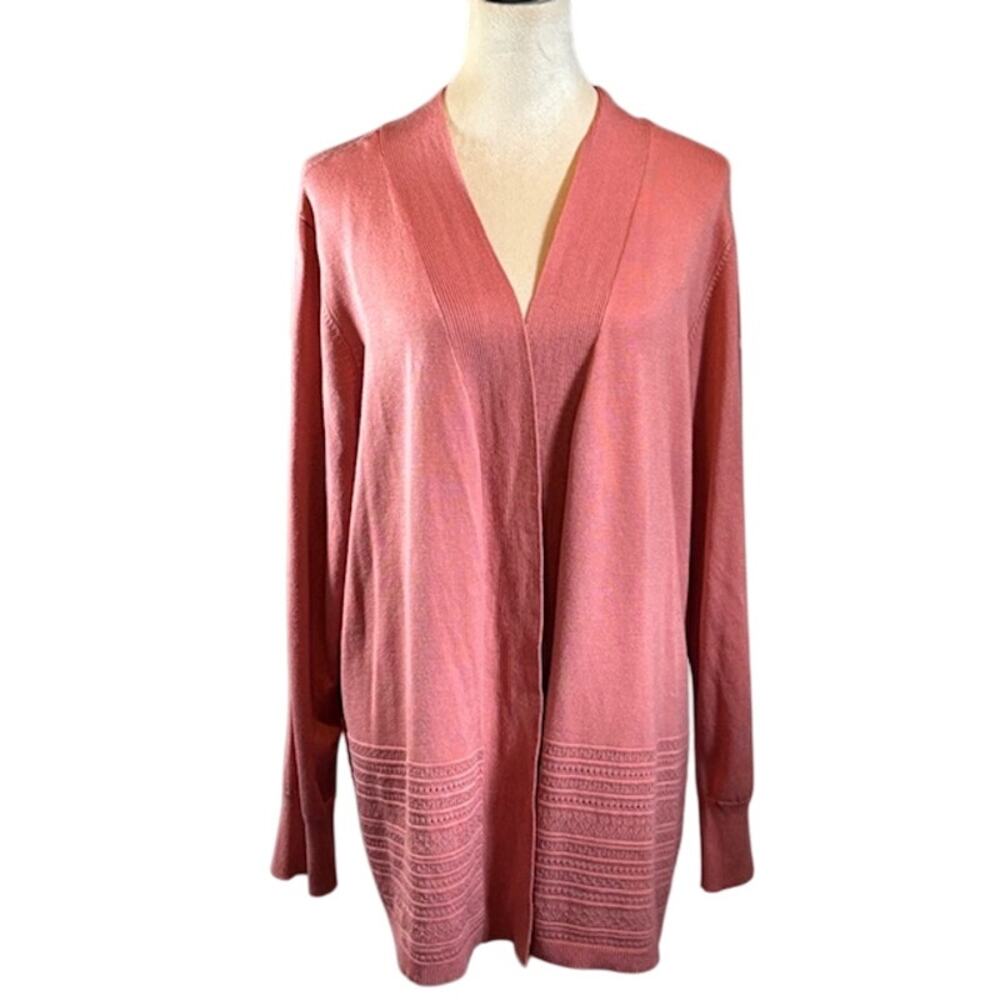 Lety & Me‎ Gabby 2x Pointelle Detail Cardigan in Coral NWT